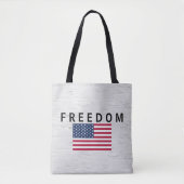 Amerikanische Flagge mit FREEDOM-Text auf Birne Tasche (Vorderseite)