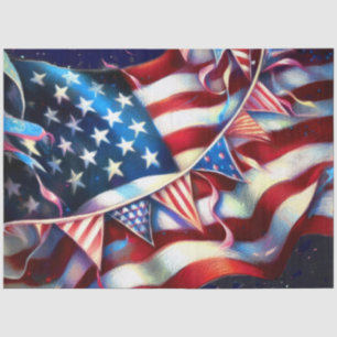 Amerikanische Flagge mit gejagtem Patriotikum Seidenpapier