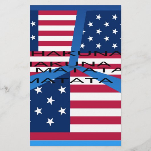 Amerikanische Flagge mit Hakuna Matata: Patriotisc Briefpapier (Vorderseite)