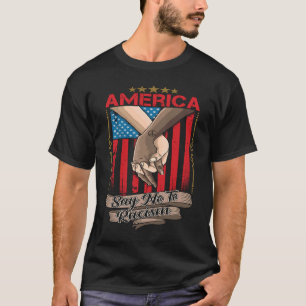 Amerikanische Flagge mit Händen sagen nein zu Rass T-Shirt