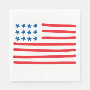 Amerikanische Flagge mit Handzeichen   4. Juli / A Serviette