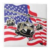 Amerikanische Flagge mit Hubschraubern Fliese (Vorderseite)