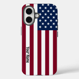 Amerikanische Flagge mit individuellem Text  iPhone 16 Hülle