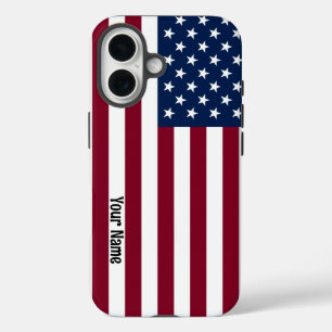 Amerikanische Flagge mit individuellem Text  iPhone 16 Hülle