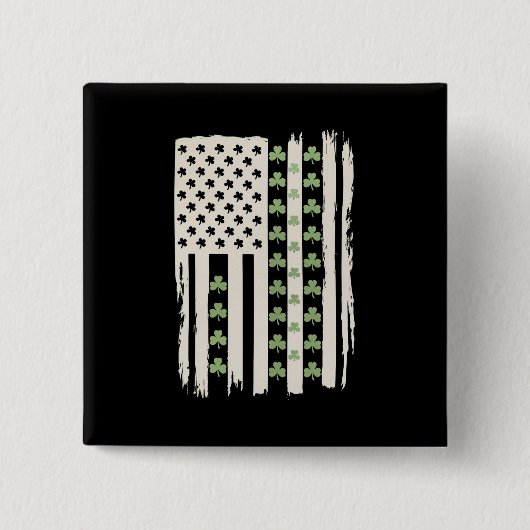 Amerikanische Flagge mit Kleeblättern für St Patri Button (Vorderseite)