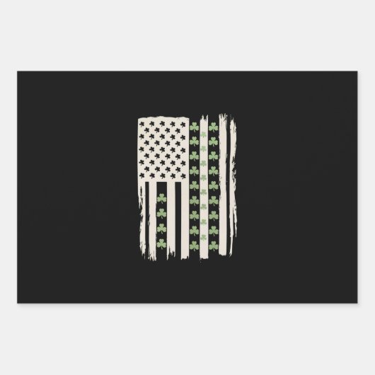 Amerikanische Flagge mit Kleeblättern für St Patri Geschenkpapier Set (Vorderseite)