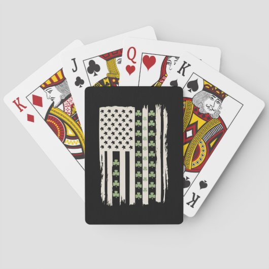 Amerikanische Flagge mit Kleeblättern für St Patri Spielkarten (Rückseite)