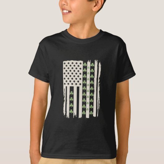 Amerikanische Flagge mit Kleeblättern für St Patri T-Shirt (Vorderseite)