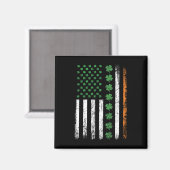 Amerikanische Flagge mit Kleeblättern St Patricks  Magnet (Vorderseite/Rückseite)