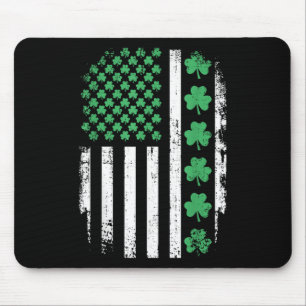 Amerikanische Flagge mit Kleeblatts für St Patrick Mousepad
