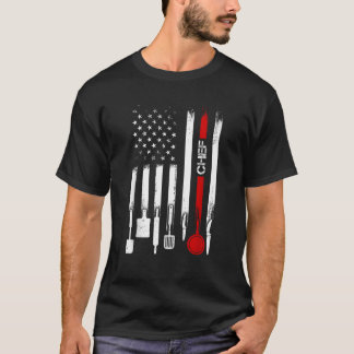Amerikanische Flagge mit Koch für Frauenvater T-Shirt