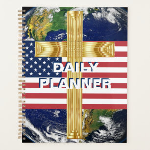 Amerikanische Flagge mit Kreuz und Erde HAMbWG Pla Planer