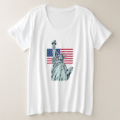 Amerikanische Flagge mit Lady Liberty Große Größe T-Shirt (Design vorne)