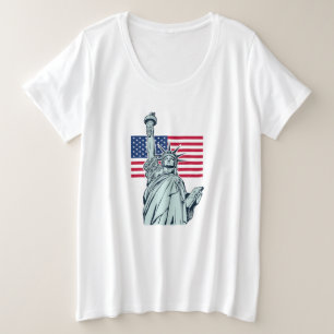 Amerikanische Flagge mit Lady Liberty Große Größe T-Shirt