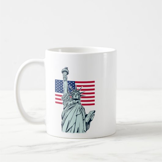 Amerikanische Flagge mit Lady Liberty Kaffeetasse (Links)