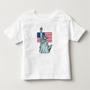 Amerikanische Flagge mit Lady Liberty Kleinkind T-shirt