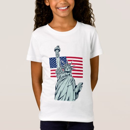 Amerikanische Flagge mit Lady Liberty T - Shirt (Vorderseite)