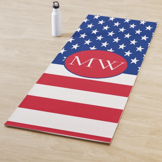 Amerikanische Flagge Mit Monogramm (1 Seite) Yogamatte (Beispiel)