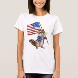 Amerikanische Flagge mit Niedlichem Cartoon Chipmu T-Shirt