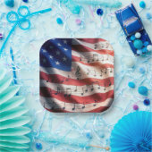 Amerikanische Flagge mit Noten Pappteller (Party)
