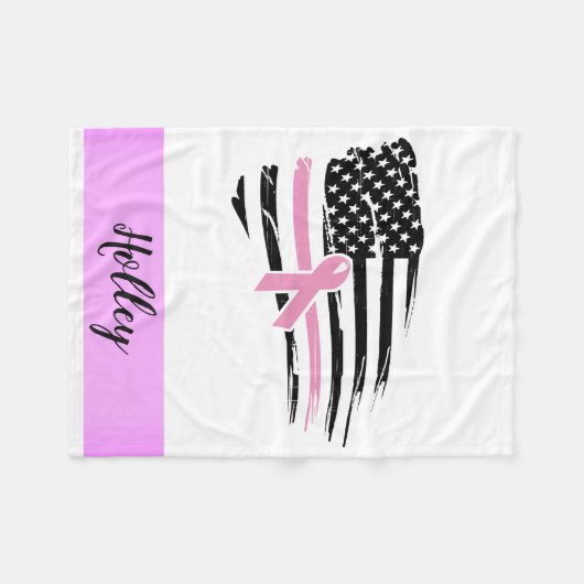 Amerikanische Flagge mit personalisiertem rosa Bew Fleecedecke (Vorderseite (Horizontal))