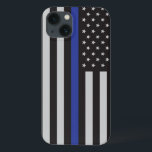 Amerikanische Flagge mit personalisierter Thin Blu Case-Mate iPhone Hülle<br><div class="desc">Personalisierte Thin Blue Line American Flag Designs für Patriot.</div>
