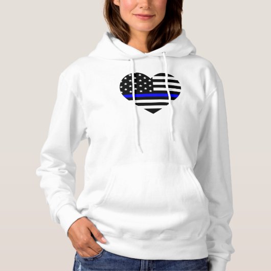 Amerikanische Flagge mit personalisierter Thin Blu Hoodie (Vorderseite)