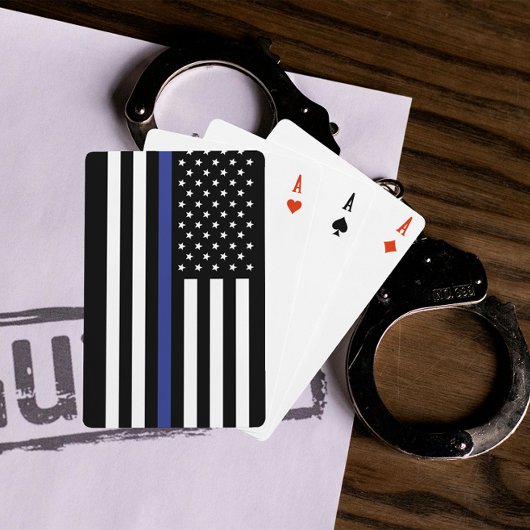 Amerikanische Flagge mit personalisierter Thin Blu Spielkarten