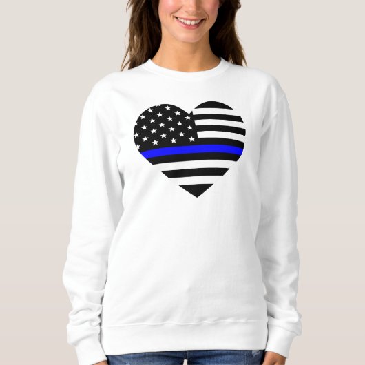 Amerikanische Flagge mit personalisierter Thin Blu Sweatshirt (Vorderseite)