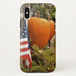 Amerikanische Flagge mit Pumpkins Fall Szene Case-Mate iPhone Hülle