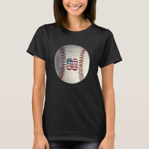 Amerikanische Flagge mit Retro 60 Baseball Nummer  T-Shirt