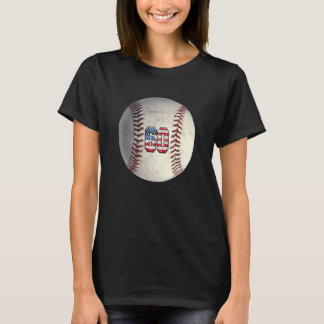 Amerikanische Flagge mit Retro 60 Baseball Nummer T-Shirt