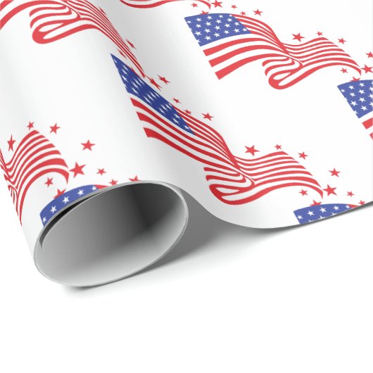 Amerikanische Flagge mit roten Sternen Geschenkpapier (Rolleneckpunkt)