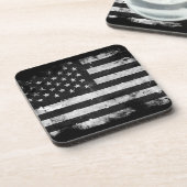 Amerikanische Flagge mit schwarzem und weißem Grun Getränkeuntersetzer (Linke Seite)