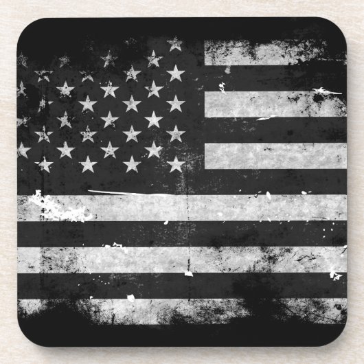 Amerikanische Flagge mit schwarzem und weißem Grun Getränkeuntersetzer (Vorderseite)