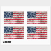 Amerikanische Flagge mit Scuffed und Worldof Rechteckiger Aufkleber (Blatt)