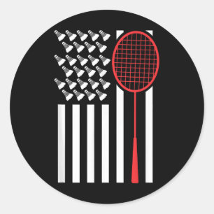Amerikanische Flagge Mit Shuttles Lustiges Badmint Runder Aufkleber