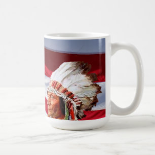 Amerikanische Flagge mit sitzender Bull-Tasse Kaffeetasse
