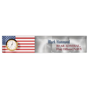 Amerikanische Flagge mit Stahlmuster Naval Acrylic Namensplakette