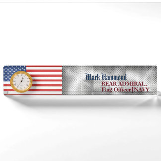 Amerikanische Flagge mit Stahlmuster Naval Acrylic Namensplakette