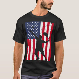 Amerikanische Flagge mit Tennis Player USA T-Shirt