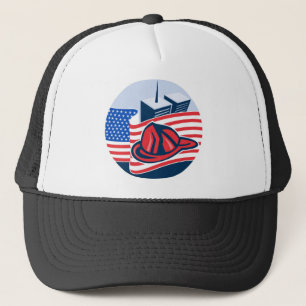 amerikanische Flagge mit Truckerkappe
