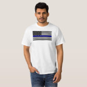 Amerikanische Flagge mit Unterstützung für Thin Bl T-Shirt (Vorne ganz)