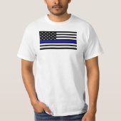 Amerikanische Flagge mit Unterstützung für Thin Bl T-Shirt (Vorderseite)