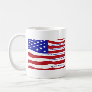 Amerikanische Flagge mit Versprechen auf Streifen Kaffeetasse