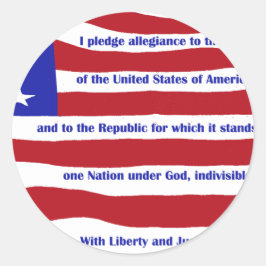 Amerikanische Flagge mit Versprechen auf Streifen Runder Aufkleber