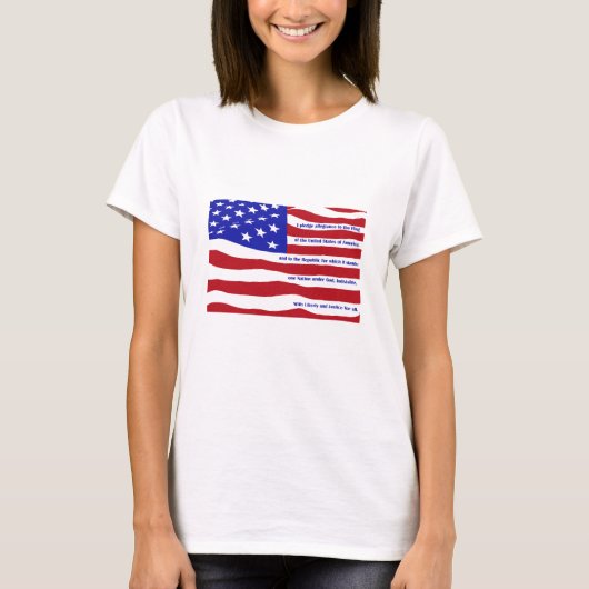 Amerikanische Flagge mit Versprechen auf Streifen T-Shirt (Vorderseite)
