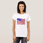 Amerikanische Flagge mit Versprechen auf Streifen T-Shirt (Vorne ganz)