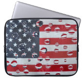 Amerikanische Flagge mit Wassertropfen Laptopschutzhülle (Vorderseite)