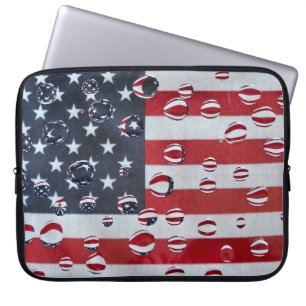 Amerikanische Flagge mit Wassertropfen Laptopschutzhülle